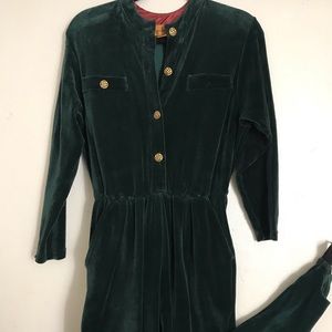 Forest green Velvet jumpsuit